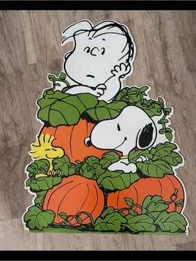 VINTAGE HALLMARK PEANUTS 20" X 28" FALL WALL DECORATION SNOOPY, LINUS, WOODSTOCK